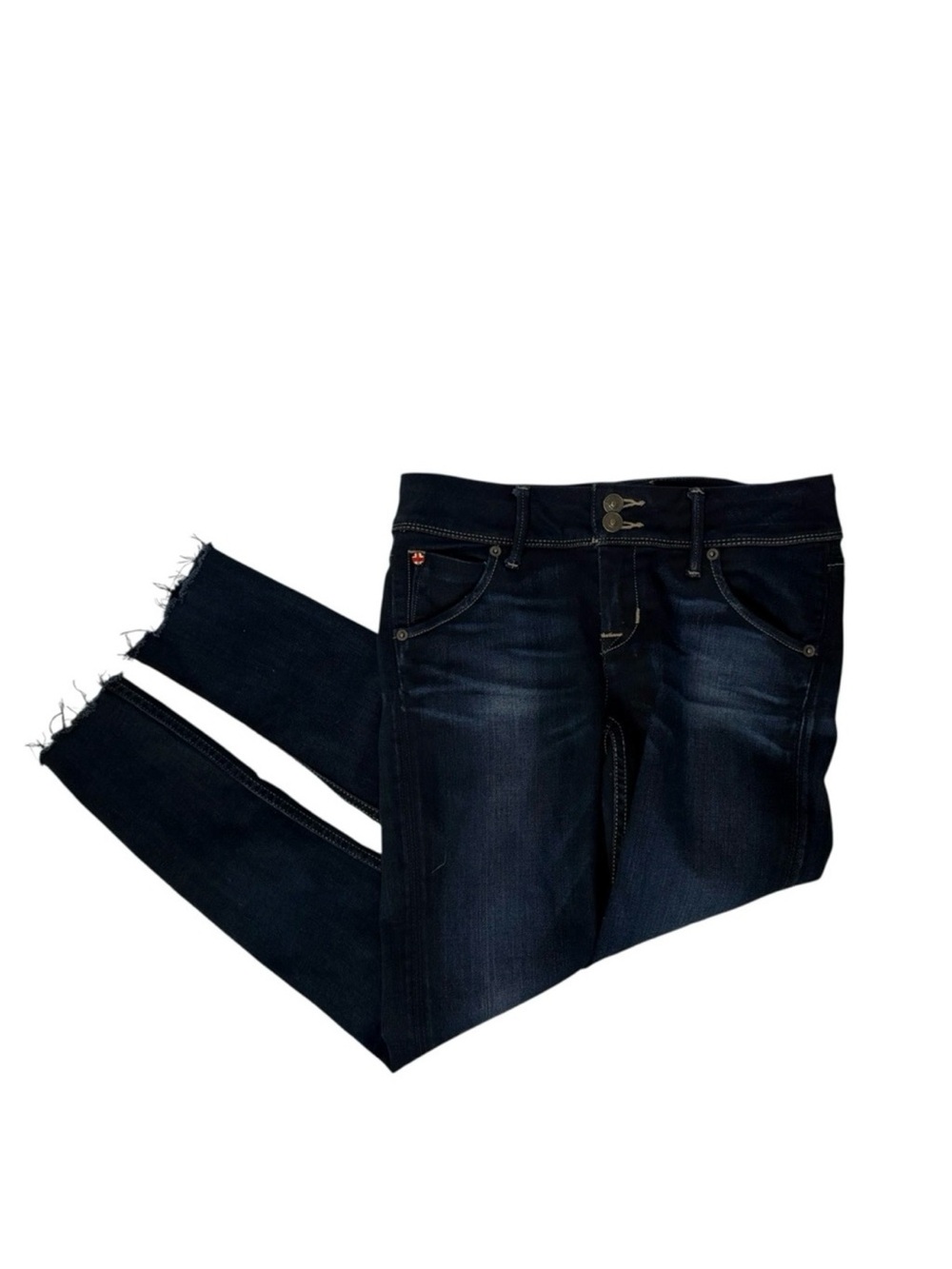 HUDSON JEANS DARK BLUE DENIM COLLIN FLAP SKINNY STRETCH FADE FRAY ANKLE SIZE 26